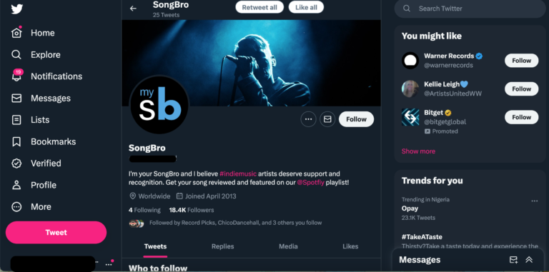 Twitter with 18000 followers