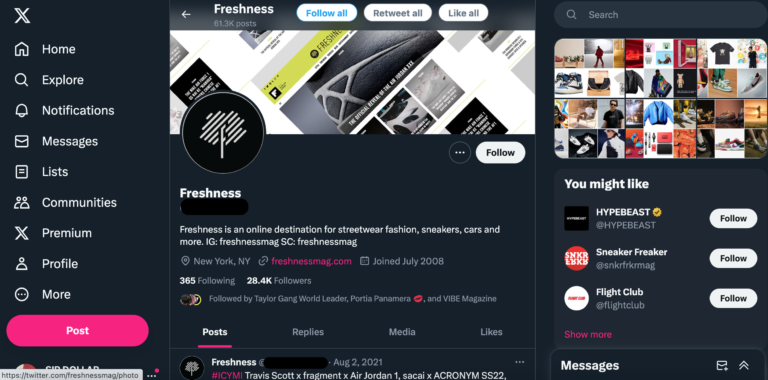 Fashion Twitter Account with 28k Followers Twitter account with 28k followers