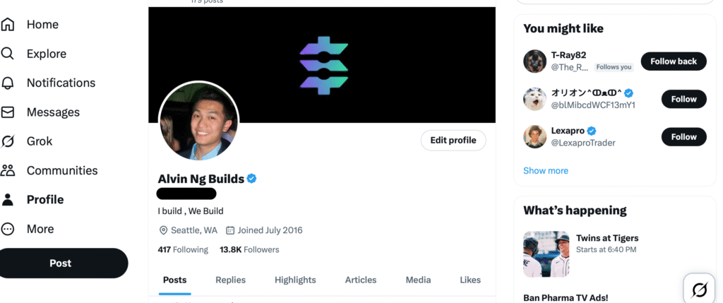 13k followers X Account