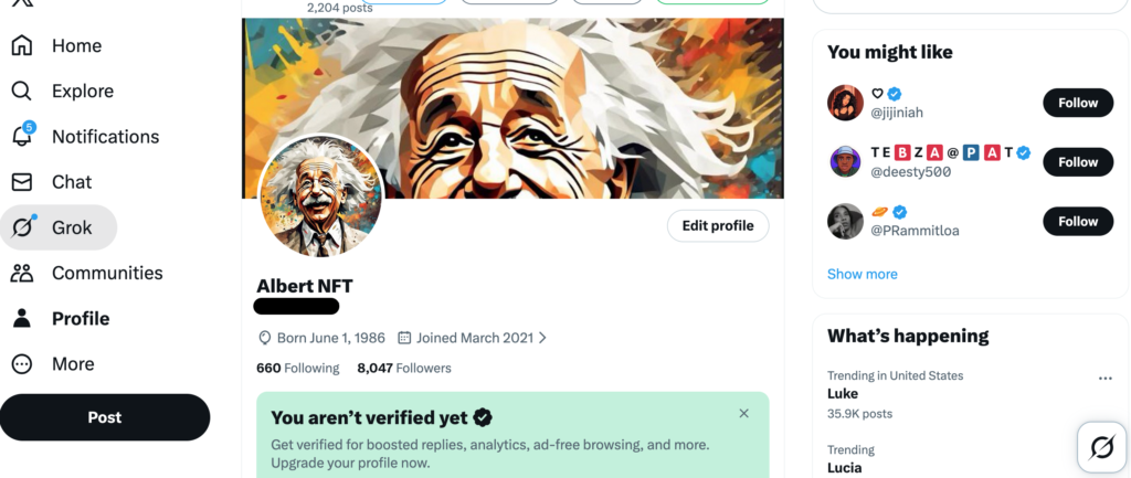 Crypto Twitter Account with 8k Followers